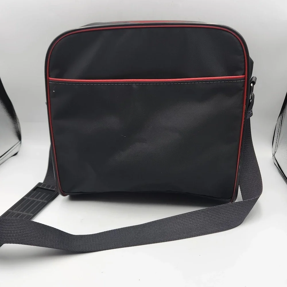 Vintage Samsonite Oyster Black Shoulder Bag‎ Red Trim Medium Travel Luggage 1987